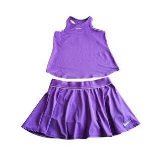 Nike court womens Sz L purple Dri fit tennis skirt and tank set slim